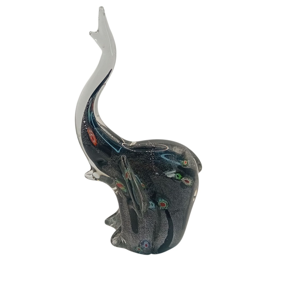 Vintage Italy‎ Arte Di Murano Elephant Figurine Millefiori Art Glass Paperweight